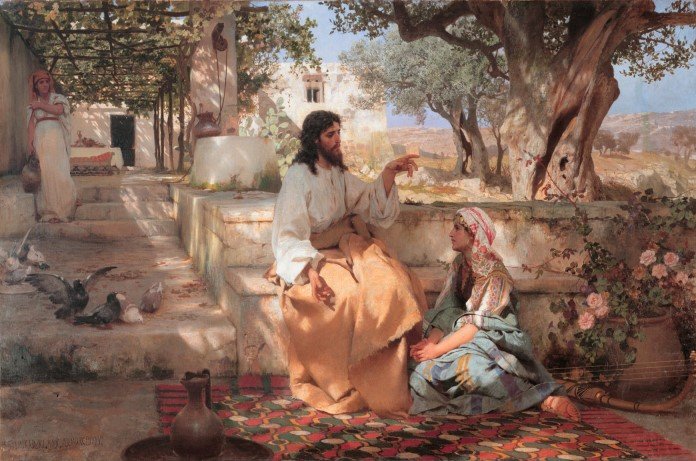 Imagem de Jesus em Betânia com Marta e Maria